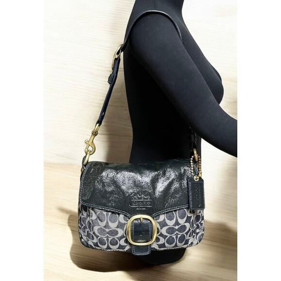 Y2K Coach 12572 Signature Denim Bleecker Flap Bag & Matching Large Wallet - Picture 9 of 16